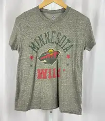 NHL Womens Medium Minnesota Wild Nature Graphic Tee Shirt Crewneck Heather Grey