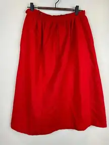 Hunter Sportswear Vintage A Line Skirt Size 14 Red Pleated Midi Lined 100% Wool