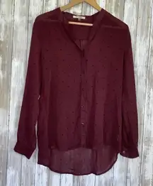 41 Hawthorn Red Dot High Low Button Down  •Medium 