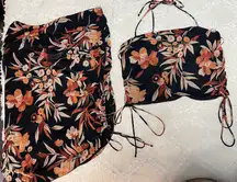 Leyden Black and Orange Floral Set