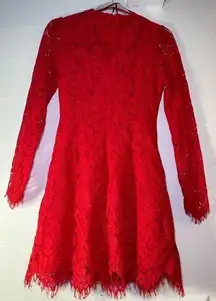 NWT Do+Be Large Red Hot Lace Holiday Mini Dress Long Sleeve Size M