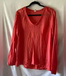 Women's Deep Peach/Orange V-Neck Top