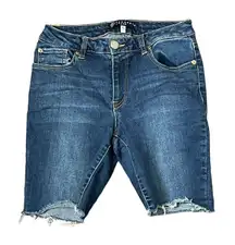Boom Boom Jeans‎ Shorts Stretch Cut Off Frayed Hem Blue Denim Low-Rise Women 5