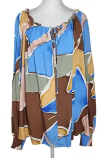 Perch by Blu Pepper Flowy Peasant Blouse with Full Sleeves Size 2X