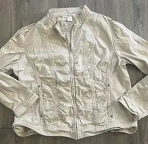 Cambridge Dry Goods cotton canvas coat ruched style size XL khaki zip up women