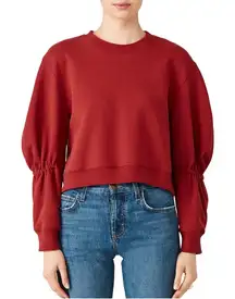 Tibi NEW Sculpted Sleeve Sweatshirt Dark Red