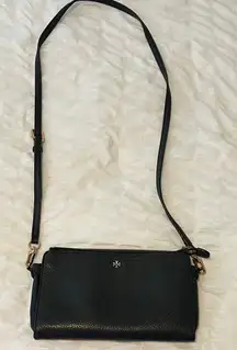 Tory Burch Pebbled Leather Black Crossbody Bag