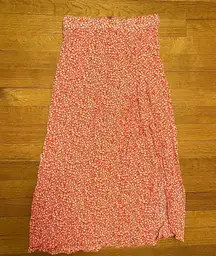 H&M Red Floral Midi Skirt