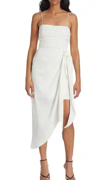 Ruched Bodice Asymmetric Wrap Dress NEW