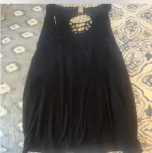 Black workout tank top with cutout back 