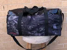 Y2K Black Ed Hardy Unisex Large Weekender Duffle Gym Carry on Travel Bag Shoulder & Crossbody Straps #Gothic #Grunge #Punk #Gorpcore #Skulls #Tiger Measurement in pics