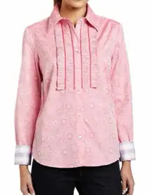 Robert Graham Pink Ruffled Button Down Women's Shirt