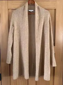 White + Warren 100% Cashmere Open Front Cardigan Sweater Tan Women’s size Medium