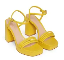 GIANVITO ROSSI Lena 70 Leather Platform Sandal In Yellow