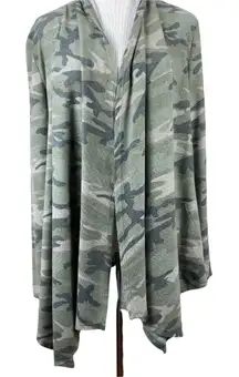 12PM by Mon Ami Cardigan Sweater Womens Small Green Army Camo‎ Open Lightweight