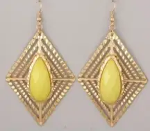 Gold and‎ canary yellow stone earrings