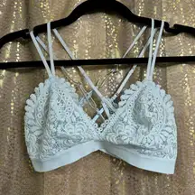 Aerie Light Blue Lace Triangle Strappy Back Bralette Small NWOT
