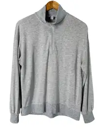Three Dot Quarter Zip Pullover Sweater Lightweight‎ Heather Gray, Size Small