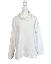 DKNY White Soft Fleece Turtleneck Long Sleeve High Low Pullover Size Medium