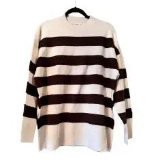 Mango Brown/Cream stripe 100% Viscose pull over sweater preppy trending classic