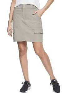 Athleta Trekkie Cargo Skort Women's 10 Gray‎ Ripstop Zip Pockets Stretch Skirt
