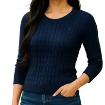 Vintage 90s Tommy Hilfiger Blue Purple Cable Knit Sweater Size S