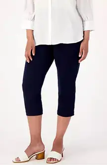 NWOT Susan Graver Tall‎ LK Fusion Pull-On Crop Pant Navy Size 3X Tall