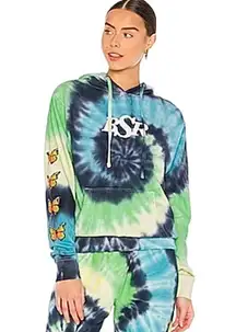 NIP  Blue Tie Dye Butterfly Growth Hooded Sweatshirt Size Medium