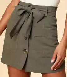 Lulus Jordine Olive Green Button Front Skort size large