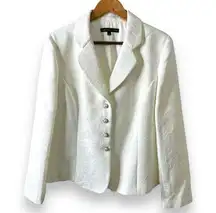 Preston & York NWT  White Floral Pearl Rhinestone Wedding Formal Blazer - size 12