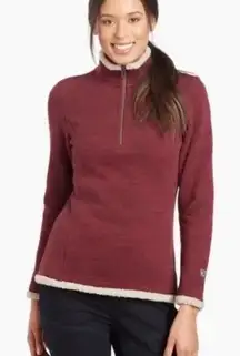 Kuhl Alaska 1/4‎ Zip Pullover Maroon Knit Fleece Sweater Size Medium