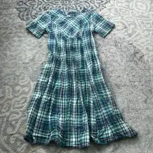 Vintage The Vermont Country Store Mountain Mercantile Plaid Maxi Dress Green 16