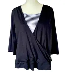 Studio Works  dressy black and white 3/4 length sleeve top women’s size 1X