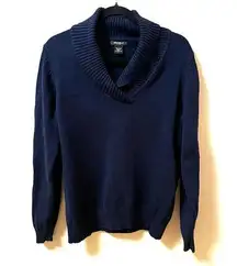 Eddie Bauer Shall Collar Blue Cotton Sweater- Size Large