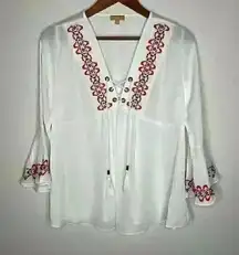 NWOT Takara Bell Sleeve embroidered blouse Sz M‎