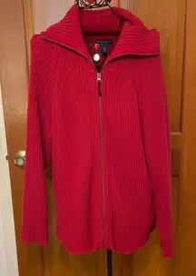 🥰🥰🥰BOGOHO🥰🥰🥰Karen Scott Red Ribbed Knit Zippered Cardigan -2X