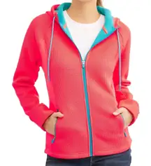 SWISS-TECH Women's Glow Orange Pink Waffle Knit Teal Fleece Lined Jacket‎ XL