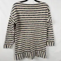 Soft Surroundings Marina Pullover Tunic Women Large Cotton Black Khaki Striped