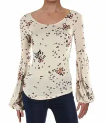Cream Floral Bell sleeve Shirt Top