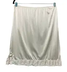 Underscore Vintage Beige Half Slip L Nylon Lace Trim Skirt Liner 90s Pinup