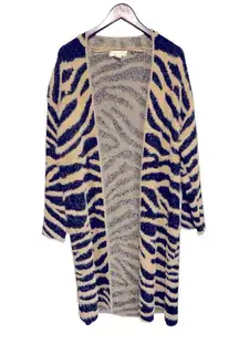 Tiger Print  Faux Fur  Duster Cardigan  Size Medium Oversized