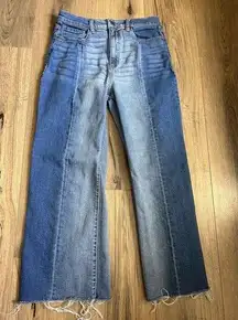 Altar’d State Jeans Womens Size 29 High Rise Two Tone Straight Leg Jean Fray Hem