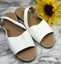 Comfortview Adele White‎ Slingback Espadrille Sandals Women's 10M Slip On Wedge