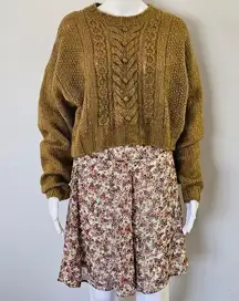 Vintage Liz Wear Sea Grass Cable Detail Wool Blend Cropped Sweater Size Medium