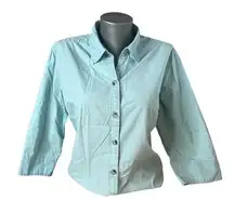 Columbia Sportswear Company Women's Light Blue Button Up 3/4 Sleeve Size XL