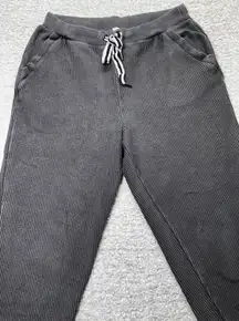 Aerie Women's Charcoal Gray Ribbed Jogger Lounge Pants Women's‎ Large Pockets
