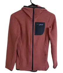 Patagonia R1 Air Fleece Hoodie Womens XS Full Zip High Neck Pink Outdoor Hiking