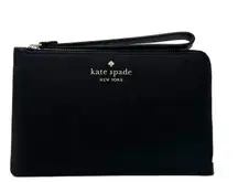 Kate Spade Staci Medium L-Zip Wristlet Wallet in Black Leather wlr00134