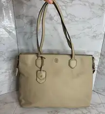 Tory Burch Robinson pebbled side zip tote leather handbag purse ladies casual