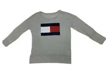 Tommy Hilfiger Sport Flag Logo Long Sleeve Pullover Shirt Size S Small Gray